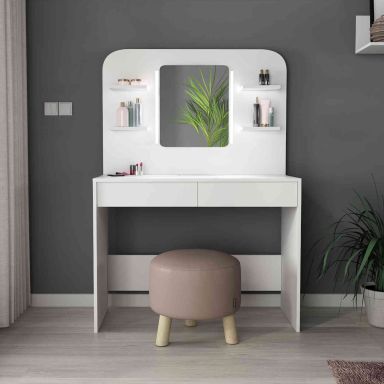 Coiffeuse enfant avec miroir en bois blanc - CF9011