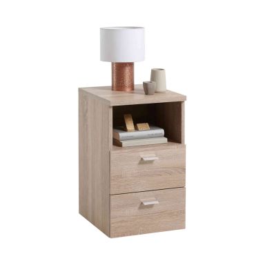 Chevet 2 tiroirs + 1 niche en bois imitation chêne clair - CH13024