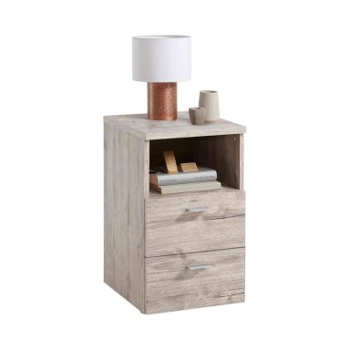 Chevet 2 tiroirs + 1 niche en bois imitation chêne sable - CH13024