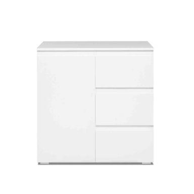 Commode 1 porte 3 tiroirs en bois blanc - CO7020