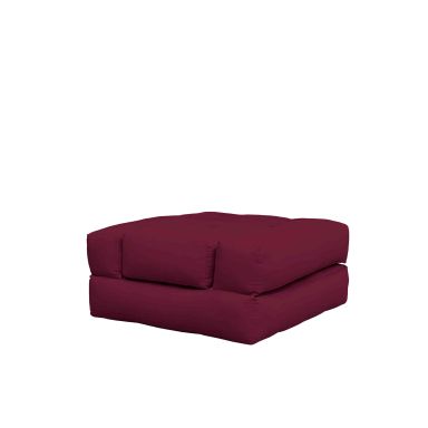 Matelas futon et pouf 2 en 1 CUBE bordeaux 90x190