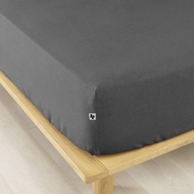 Drap housse flanelle anthracite 90x190 cm