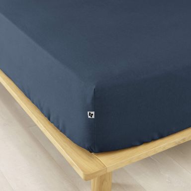 Drap housse flanelle marine 90x190 cm