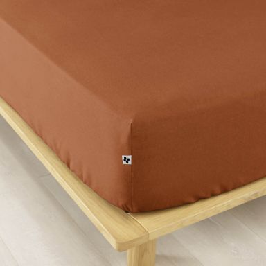 Drap housse flanelle orange 90x190 cm