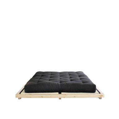 Ensemble lit futon style japonais naturel 160x200 + tatami + matelas futon noir