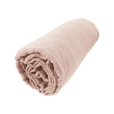 Drap housse bonnet 30 cm 100% gaze de coton unie rose pâle 200x200 cm