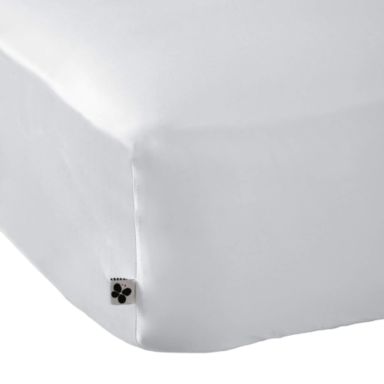 Drap housse bonnet 30 cm en bambou uni blanc 140x190 cm