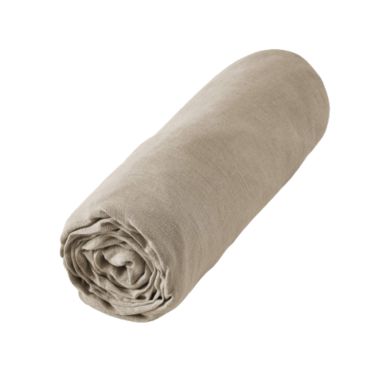 Drap housse lin lavé beige