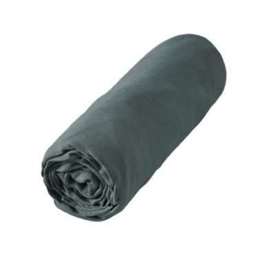 Drap housse lin lavé gris foncé