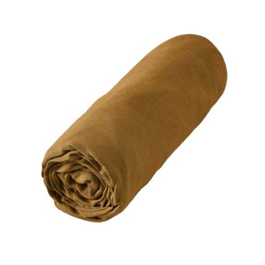 Drap housse lin lavé marron