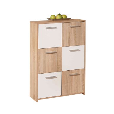 Commode 6 portes en bois imitation chêne sonoma et blanc - CO12053-2