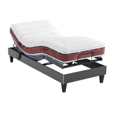 Ensemble matelas relaxation 100% latex, sommier TPR et pieds Crépuscule 600 - SOMEO 70x190