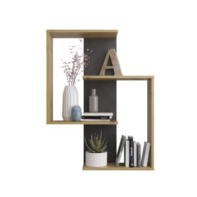 Etagère murale style contemporain en bois imitation chêne artisan et matera - ET13037-1