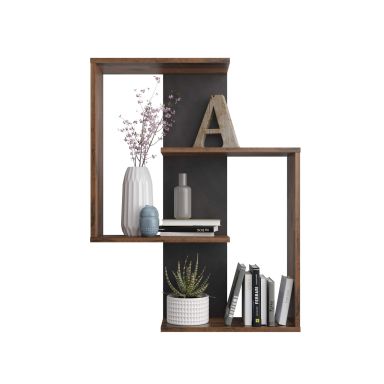 Etagère murale style contemporain en bois old style foncé - ET13037-3