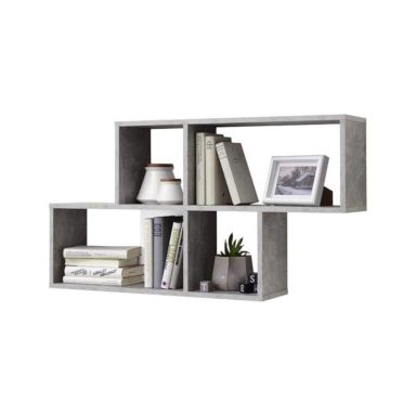 Etagère murale 4 cases en bois gris béton et blanc - ET13042-5