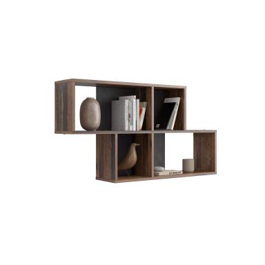 Etagère murale 4 cases en bois old style foncé - ET13042-7