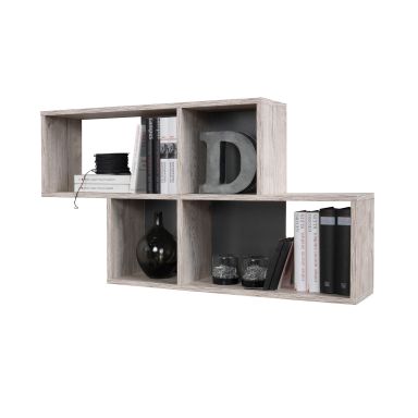 Etagère murale 4 cases en bois imitation chêne sable et anthracite - ET13042-4