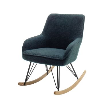 Fauteuil bouclette vert sapin avec pieds en hêtre - FA16024