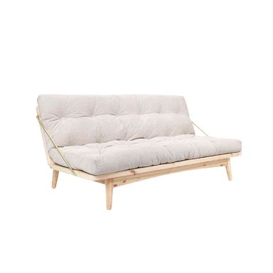 Banquette ajustable FOLK en pin massif naturel avec matelas futon naturel 130x190