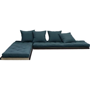 Futon canapé lit 3 places 2x70x200 CHICO bleu marine (fond blanc)