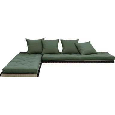 Futon canapé lit 3 places 2x70x200 CHICO vert olive (fond blanc)