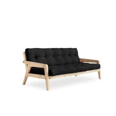 Banquette ajustable en pin massif naturel avec matelas futon anthracite 130x190