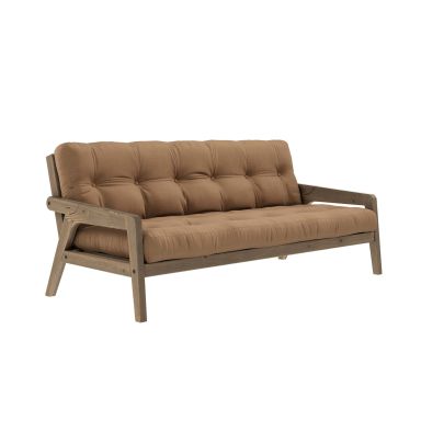 Banquette ajustable GRAB en pin massif foncé avec matelas futon marron 130x190 