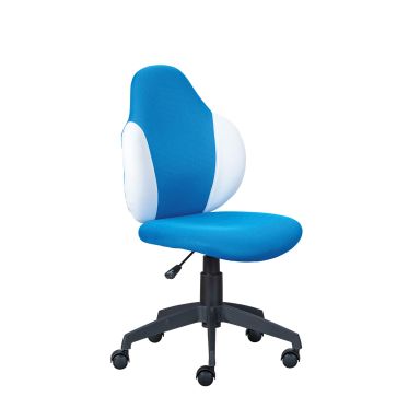 Chaise de bureau bicolore en tissu bleu et blanc - FT12075