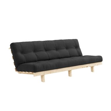 Banquette ajustable LEAN en pin massif naturel avec matelas futon anthracite 130x190