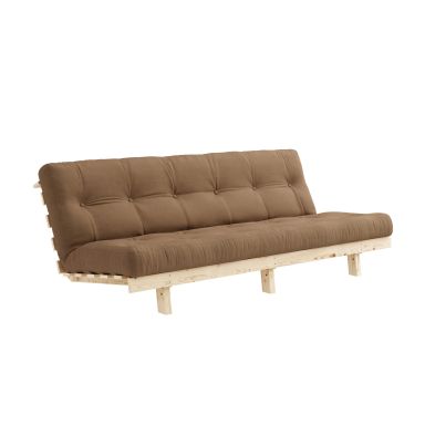 Banquette ajustable LEAN en pin massif naturel avec matelas futon mocca 130x190