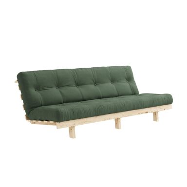 Banquette ajustable LEAN en pin massif naturel avec matelas futon vert 130x190