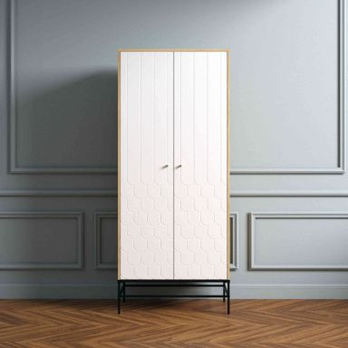 Armoire 2 portes en bois blanc avec pieds en acier - BI0049