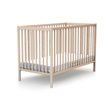 Lit bébé à barreaux en bois hêtre brut 60x120