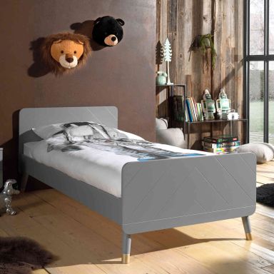 Lit enfant en bois massif gris 90x200 - LI2031