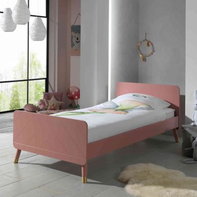 Lit enfant en bois massif rose 90x200 - LI2031