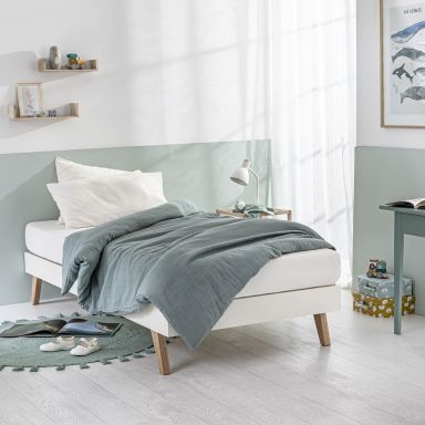 Lit enfant blanc avec pieds évasés scandinaves 90x190 - LT17016
