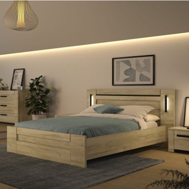 Lit en bois clair avec led sensitive 140x190 - LT5072