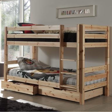 Lit superposé enfant en bois massif naturel 90x200 cm - LT2041