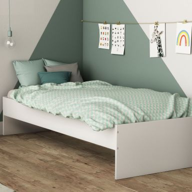 Lit enfant 90x200 en bois blanc mat - LI168