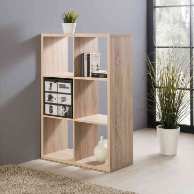 Bibliothèque 6 cases en bois imitation chêne - BI7077