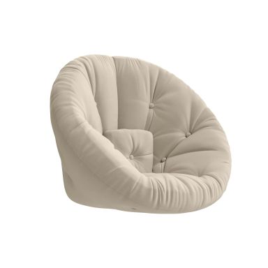 Fauteuil convertible 2 en 1 futon beige 90x180