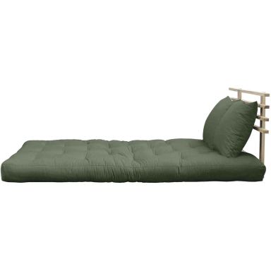 Pack futon et tête de lit bois massif naturel 140x200 vert (fond blanc)