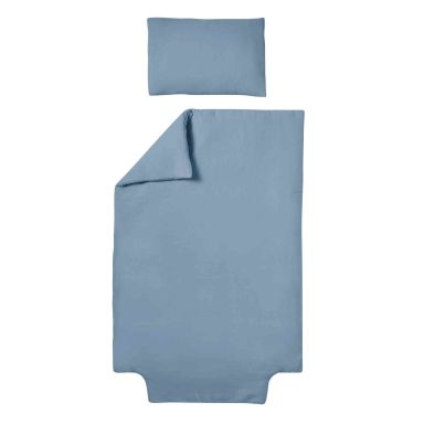 Parure de lit bébé double gaze de coton bleu gris 100x140cm