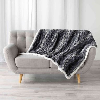 Plaid imitation fourrure/sherpa Grizzly gris 125x150 cm