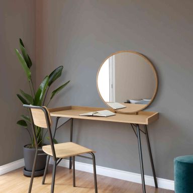 Coiffeuse avec miroir en bois imitation chêne - CF0061