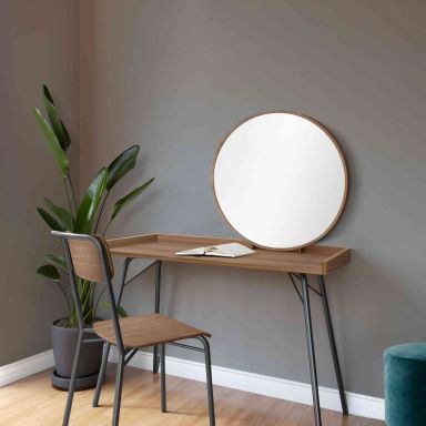 Coiffeuse avec miroir en bois imitation noyer - CF0061