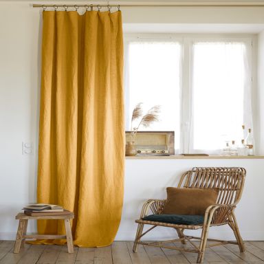 Rideau ajustable lin jaune 140x270cm 