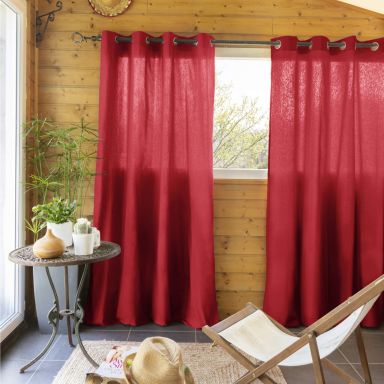 Lot de 2 rideaux tamisants à œillets rouge 140x260