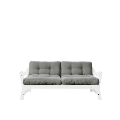 Banquette ajustable en pin massif blanc matelas gris inclus 2x70x100