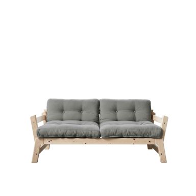 Banquette ajustable en pin massif naturel matelas gris inclus 2x70x100